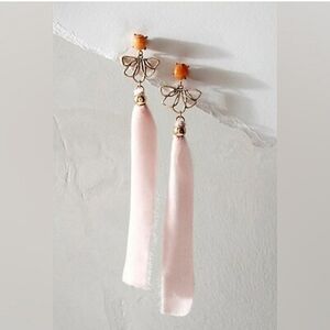 Free People, Lulu Dangles Earrings, Pink Velvet Ribbon, NWOT!